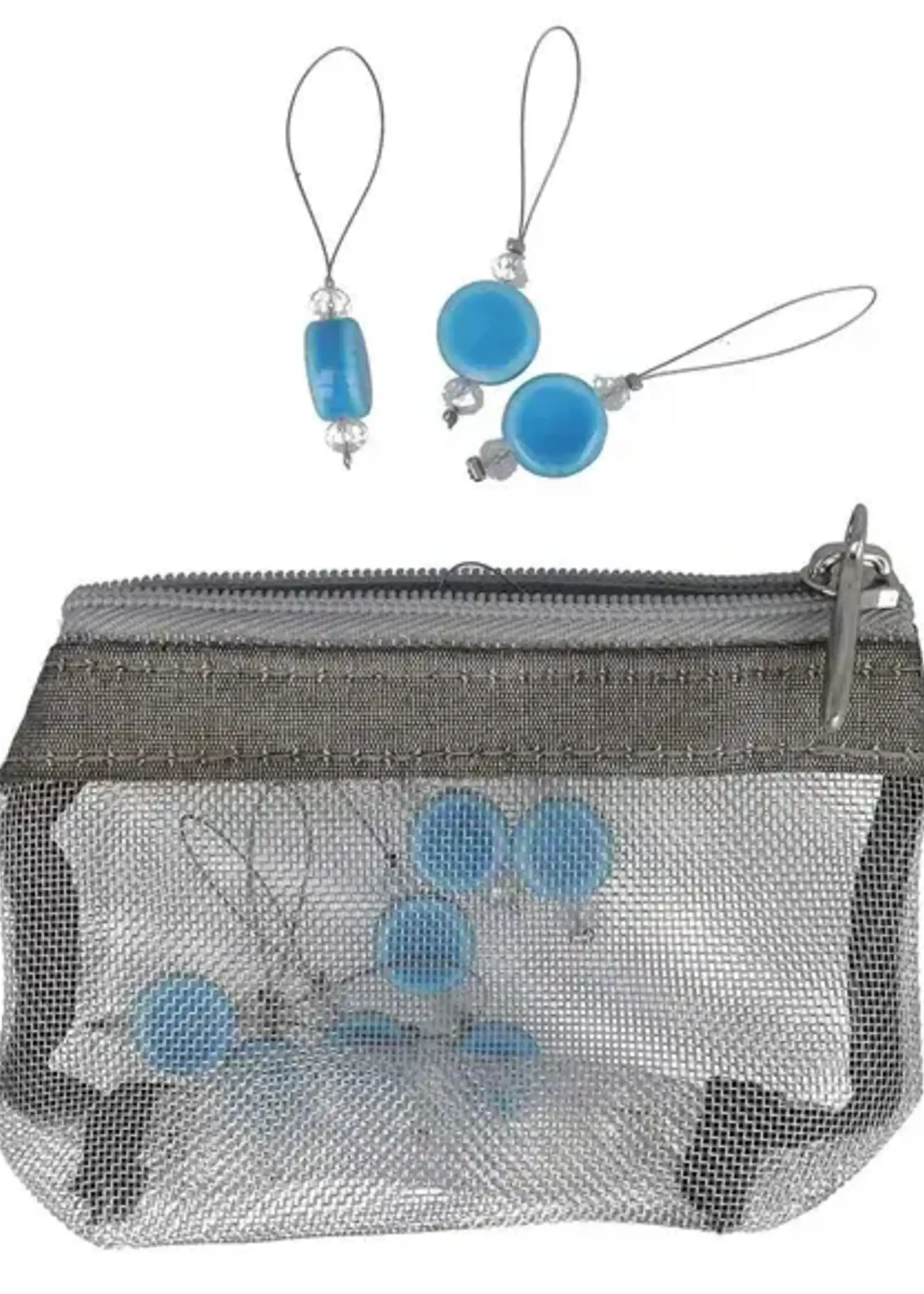 KnitPro Zooni Stekenmarkeerders in mesh pouch Blauw - 1x10st