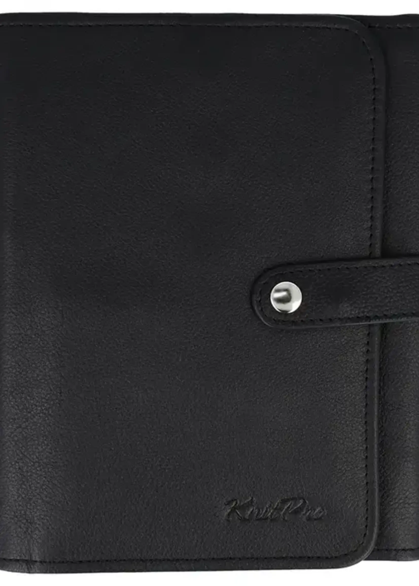 KnitPro Velora Rondbreinaaldenetui leeg leer zwart