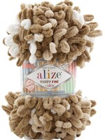 Puffy Fine Colour - Alize - 8054 Brown - Tan - White