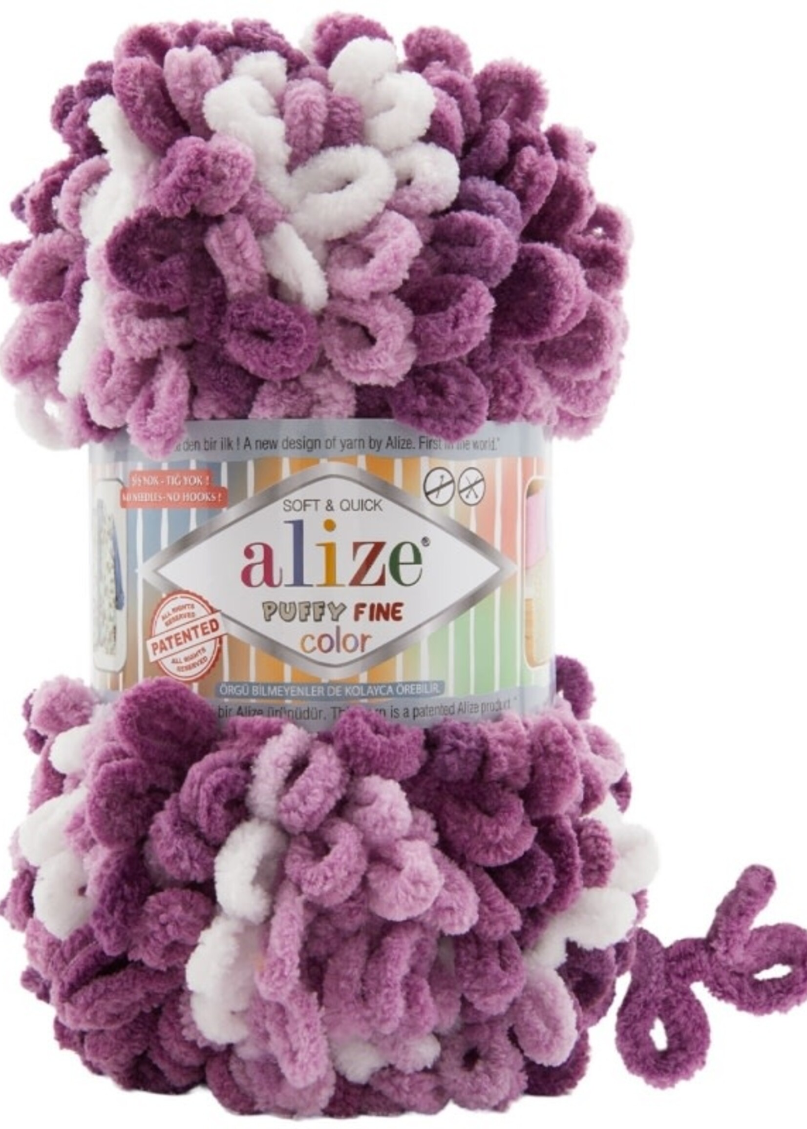 Puffy Fine Colour - Alize - 8056 Lilac - White - Purple
