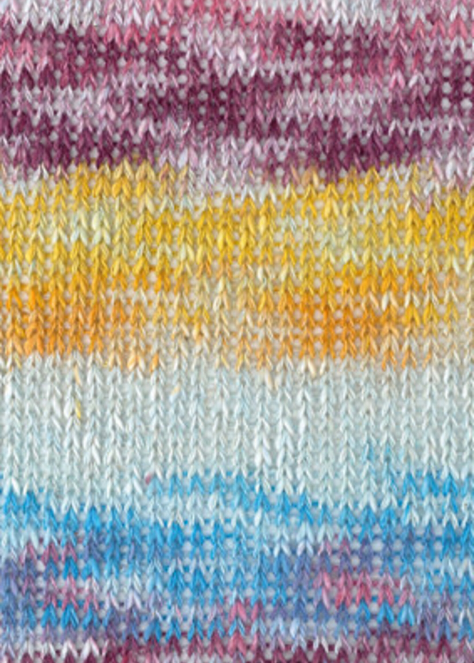 Lana Grossa Gomitolo California -Lana Grossa -3046 Zachtblauw/hemelsblauw/oker/saffraangeel/braambes/bes