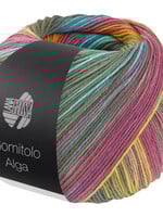 Lana Grossa Gomitolo Alga -Lana Grossa -2027 Grijsgroen/turkoois/fuchsia/geel/lentegroen/oranje/olijfgroen/hemelsblauw/blauw/oudroze/wit