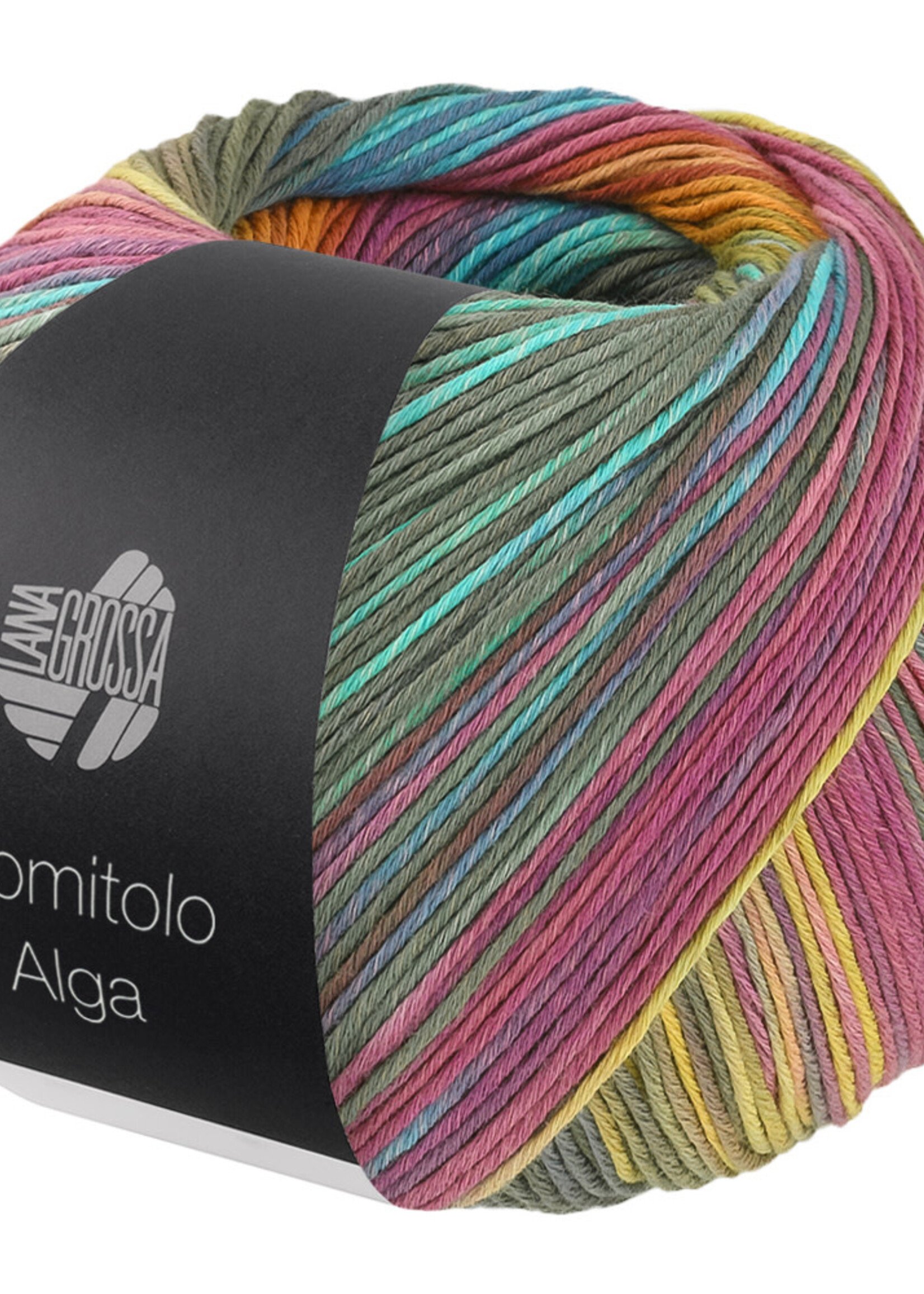 Lana Grossa Gomitolo Alga -Lana Grossa -2027 Grijsgroen/turkoois/fuchsia/geel/lentegroen/oranje/olijfgroen/hemelsblauw/blauw/oudroze/wit