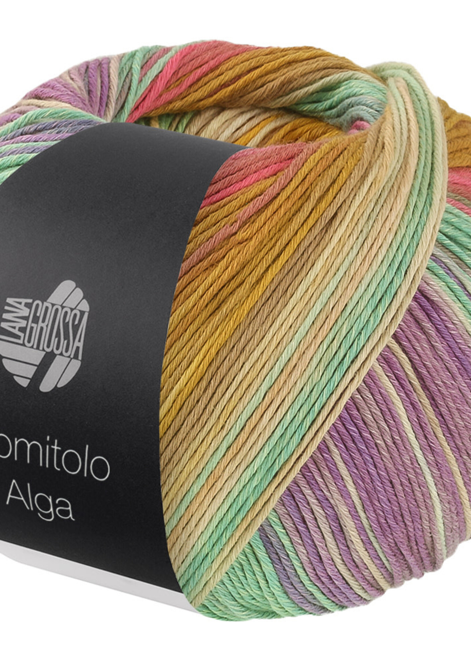 Lana Grossa Gomitolo Alga -Lana Grossa -2028 Mosterdgeel/roze/fuchsia/jade/wit/geel/petrol/framboos/lichtpaars/naturel