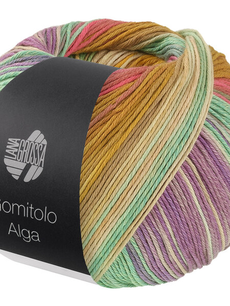 Lana Grossa Gomitolo Alga -2028 Mosterdgeel/roze/fuchsia/jade/wit/geel/petrol/framboos/lichtpaars/naturel
