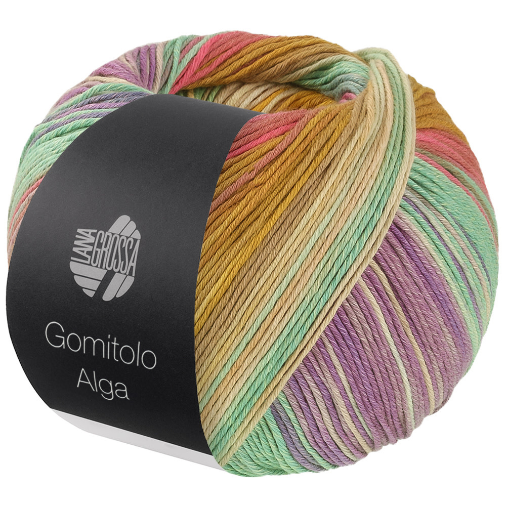 Lana Grossa Gomitolo Alga -Lana Grossa -2028 Mosterdgeel/roze/fuchsia/jade/wit/geel/petrol/framboos/lichtpaars/naturel