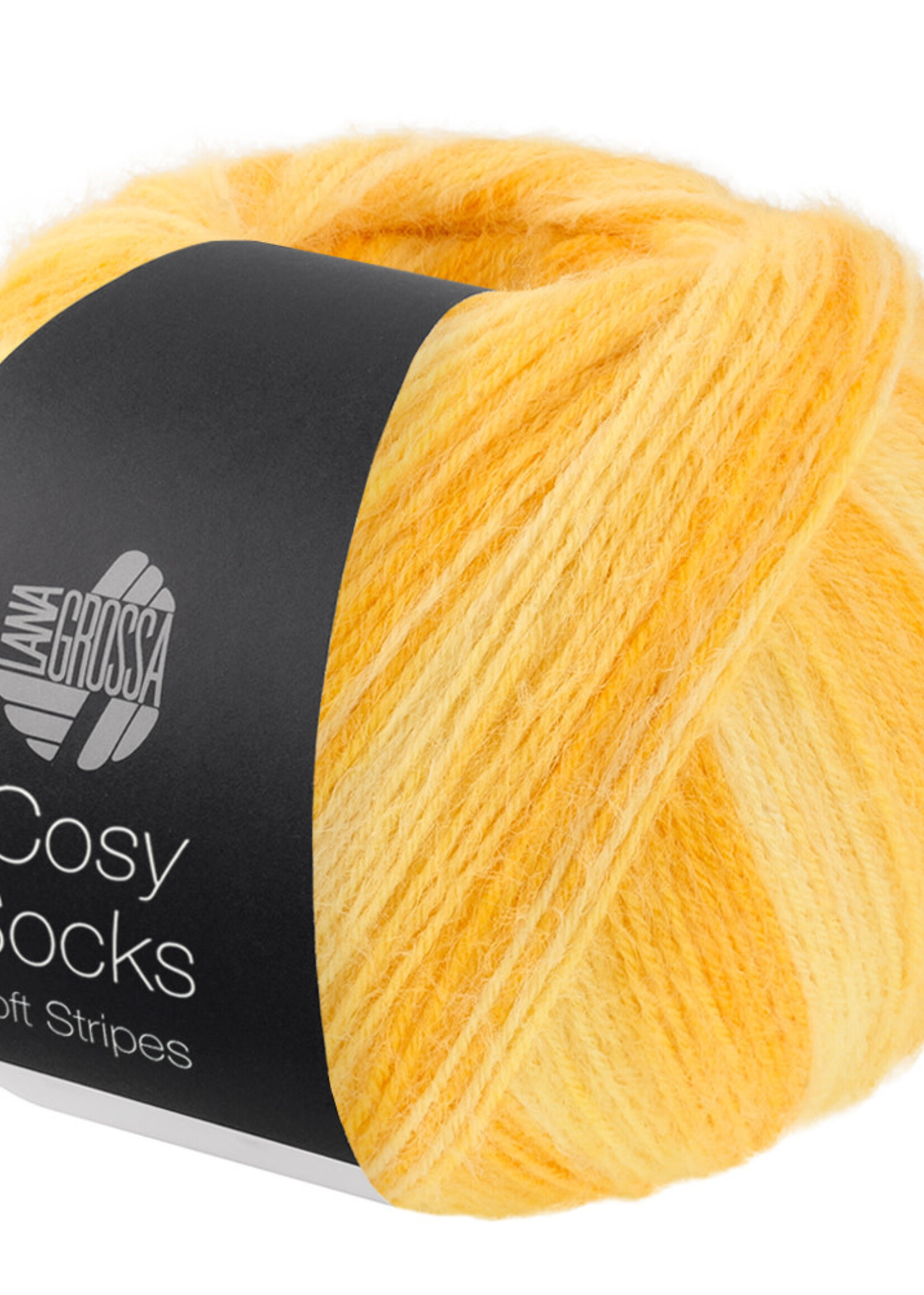 Lana Grossa Cosy Socks Soft Stripes-Lana Grossa -111  Geel/Eigeel/Saffraangeel