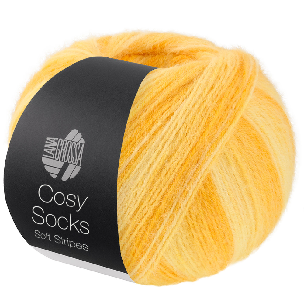 Lana Grossa Cosy Socks Soft Stripes  -111  Geel/Eigeel/Saffraangeel