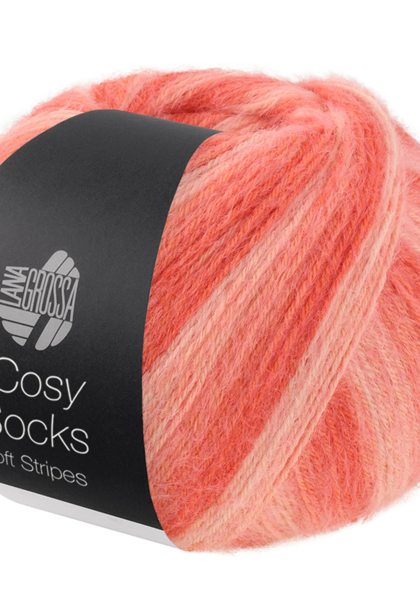 Lana Grossa Cosy Socks Soft Stripes-Lana Grossa -113 Zalm/rood/koraal