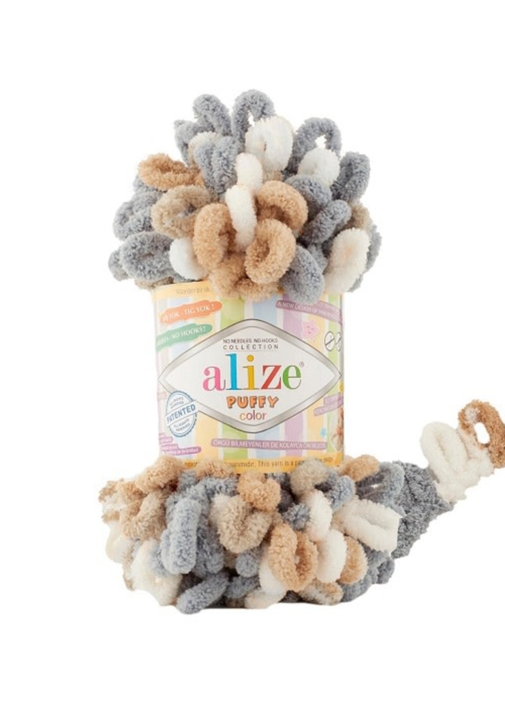 Puffy Colour - Alize - 6395 - White Mid grey Tan