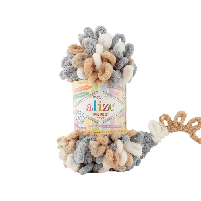 Puffy Colour - Alize - 6395 - White Mid grey Tan