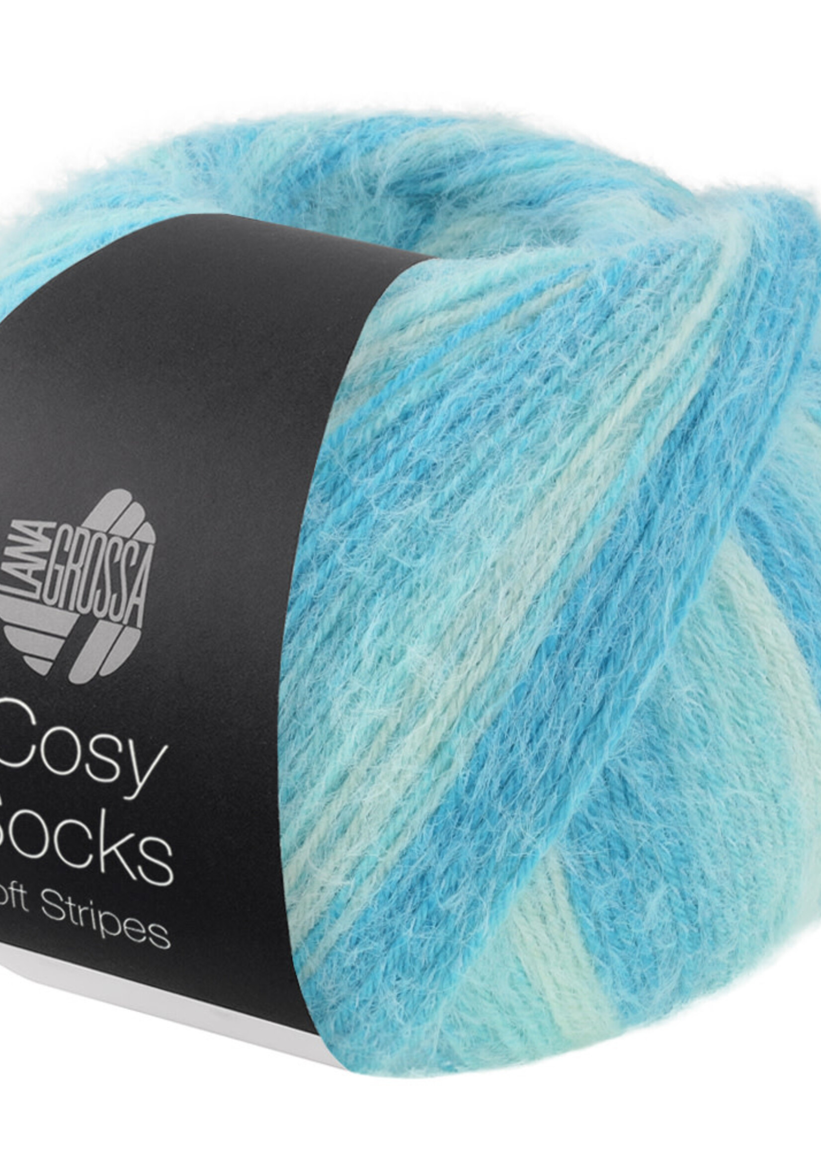 Lana Grossa Cosy Socks Soft Stripes-Lana Grossa -115 Mintgroen/lichtturkoois/turkoois