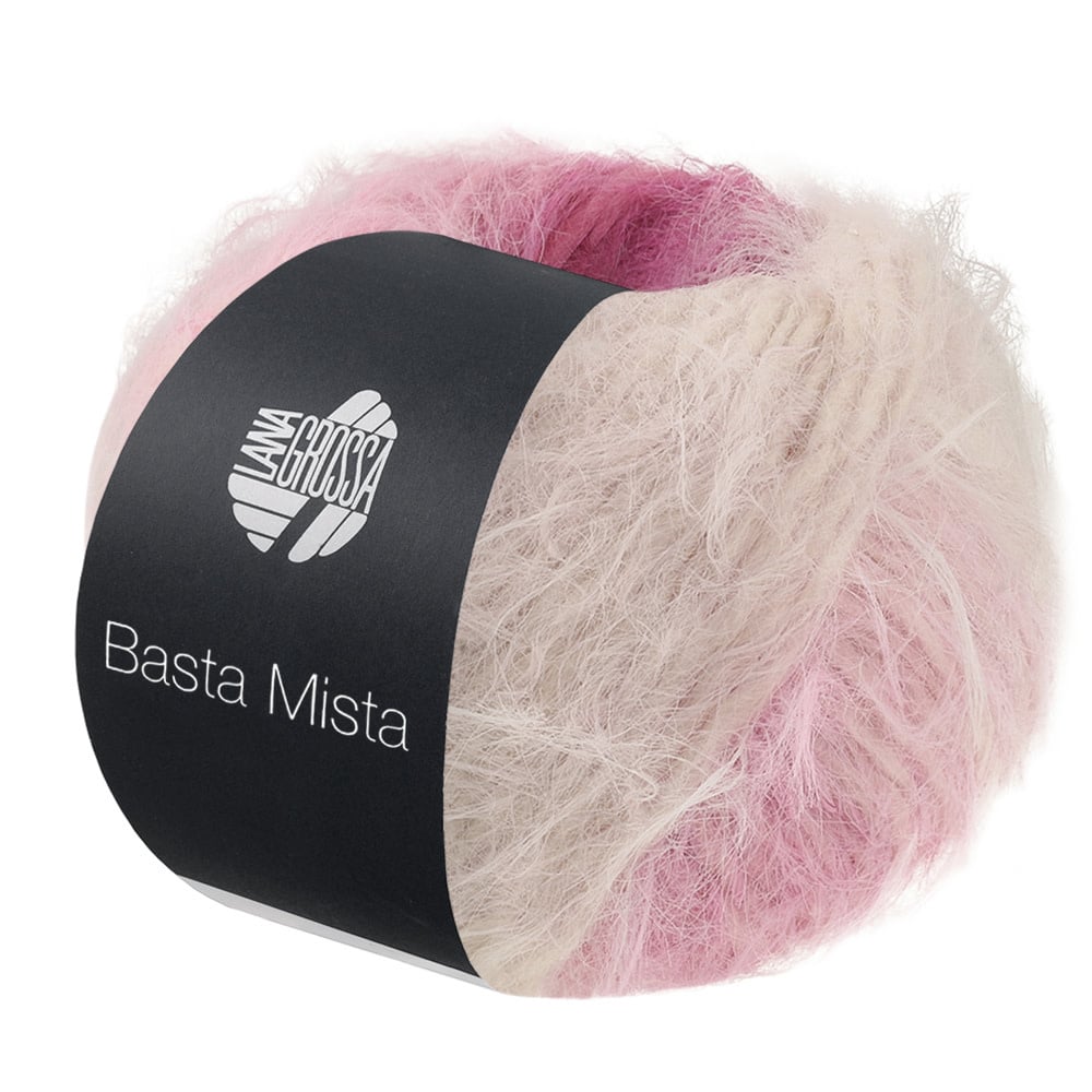 Lana Grossa Basta Mista -123-Roodpaars/Fuchsia/Roze/Rosa/Ruw wit/Schelp