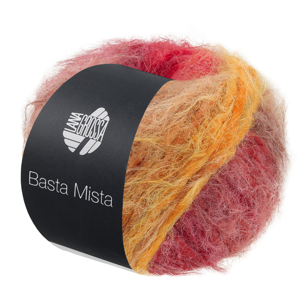 Lana Grossa Basta Mista -124 roodpaars/fuchsia/roze/rosa/ruw wit/schelp