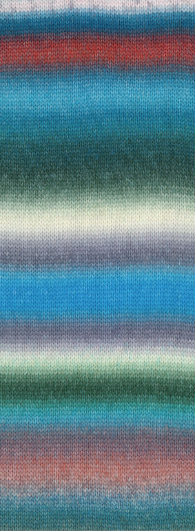 Lana Grossa Candy -02 roest/donker grijs/licht grijs/turkoois/wit/grijs blauw/grijs groen/grijs paars/Lichte roest/grijs bruin/licht blauw/donker blauw