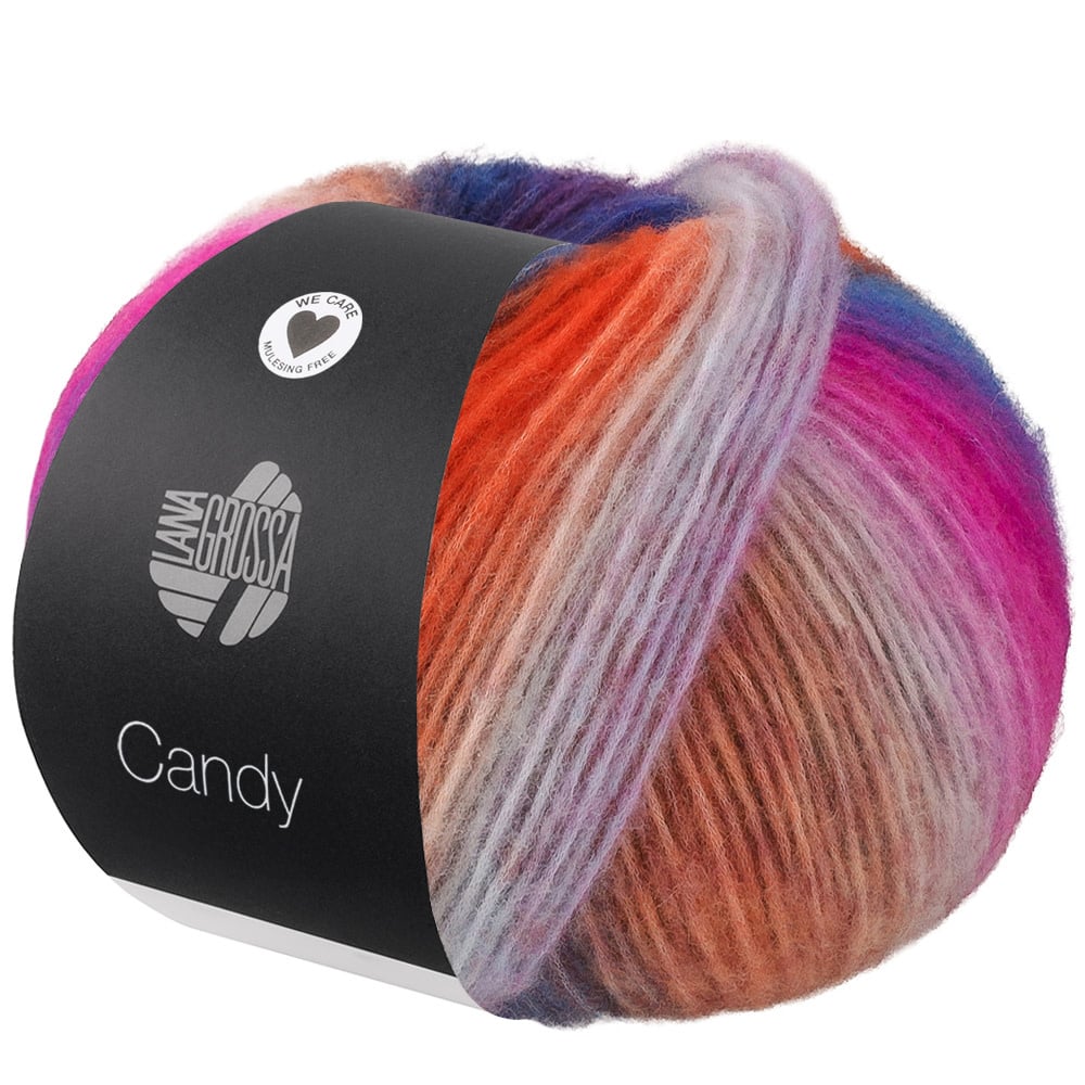 Lana Grossa Candy -03 bruin/donker bruin/roodbruin/turkoois/groen/citroengeel/noga/kameel/blauw/beige/felroze/donker blauw/donker violet/oranje/foksia