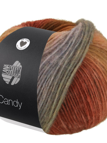 Lana Grossa Candy -09 noga/chocoladebruin/roestbruin/staalblauw/groen/foksia/pistache/munt/turkoois/grijs blauw/violet
