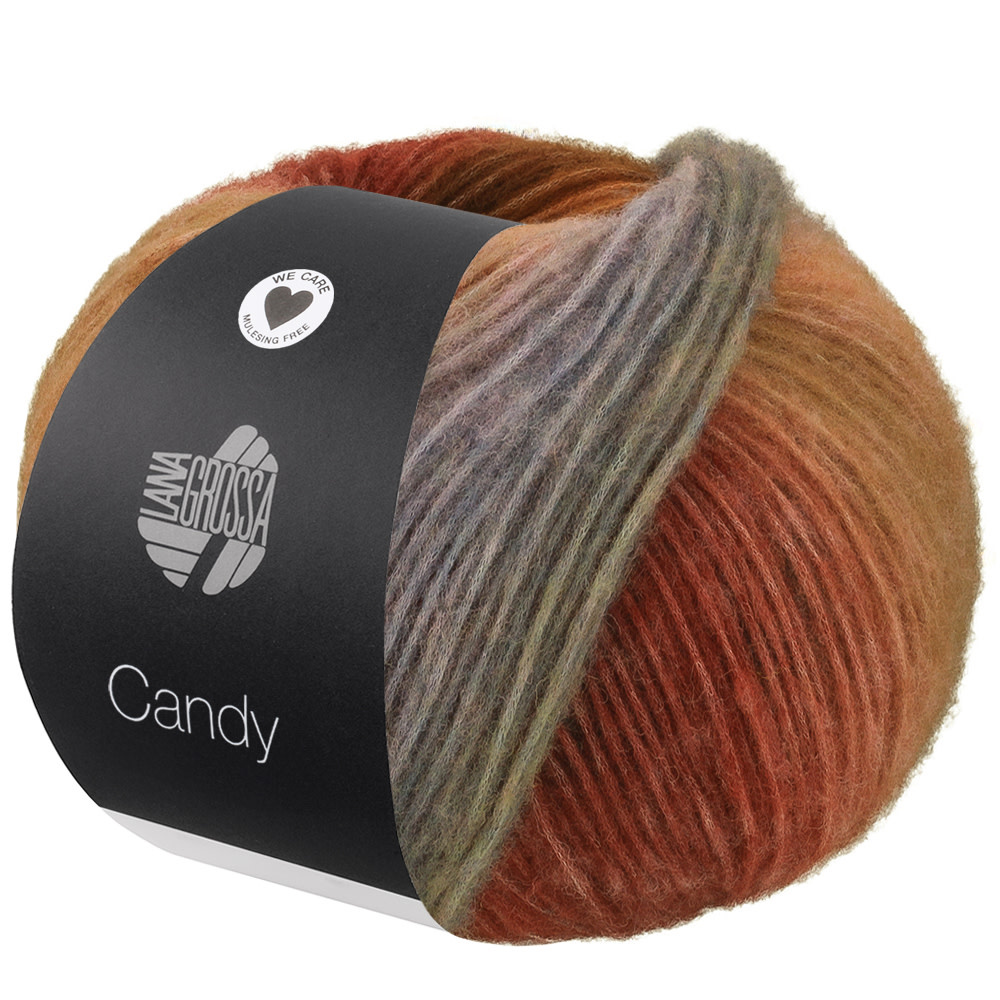 Lana Grossa Candy -09 noga/chocoladebruin/roestbruin/staalblauw/groen/foksia/pistache/munt/turkoois/grijs blauw/violet