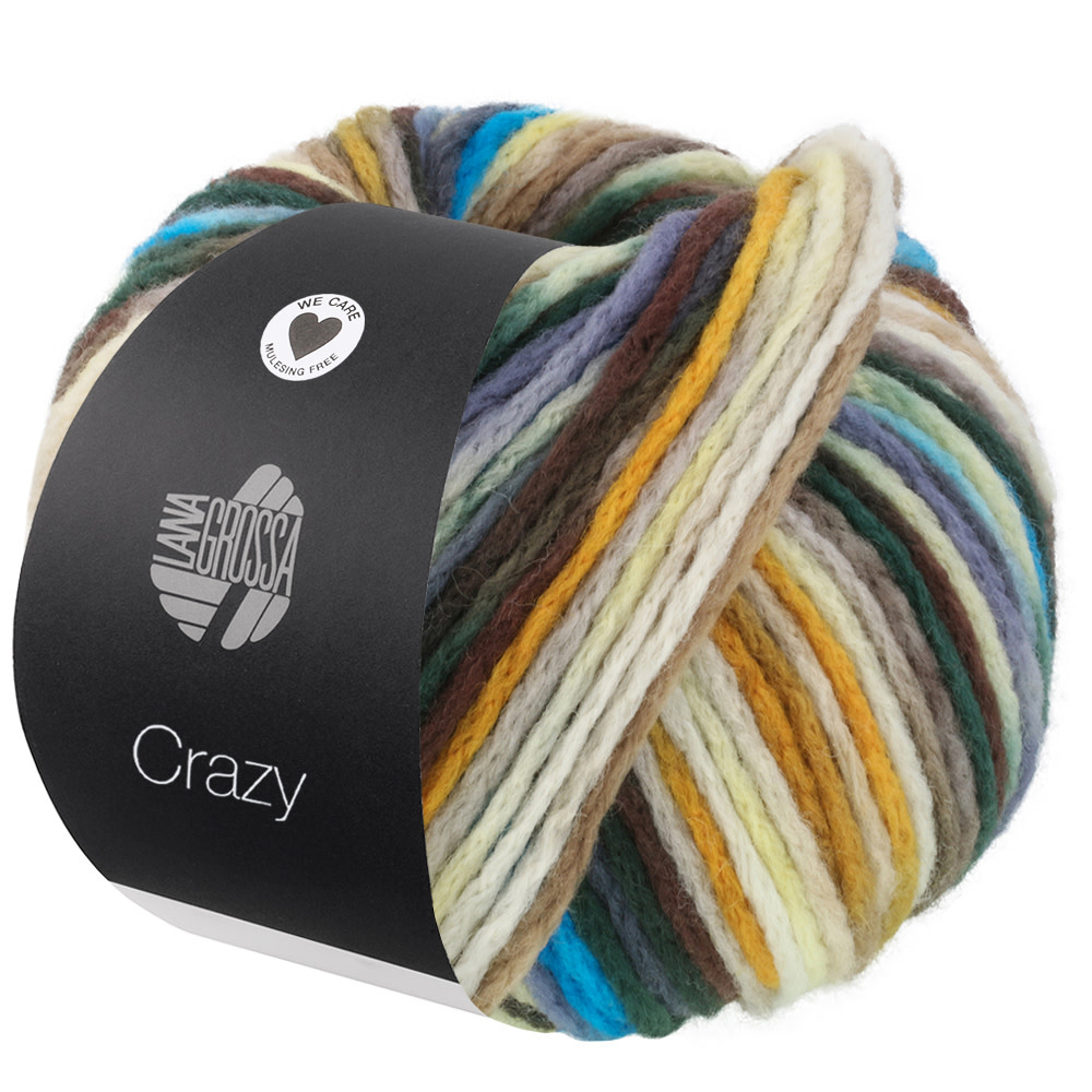 Lana Grossa Crazy -03 bleekgeel/geel/donker grijs/licht grijs/donker groen/schelp