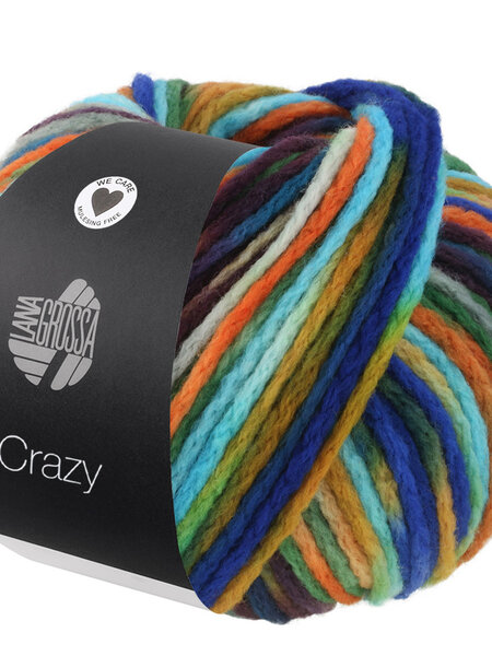 Lana Grossa Crazy -10 turkoois/oranje/mosterd/royaal