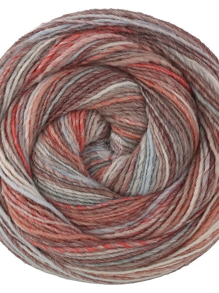 Lana Grossa Gomitolo Disegno -521 grijs bruin/blauwgrijs/rozenhout/room/licht blauw/donker rood/taupe