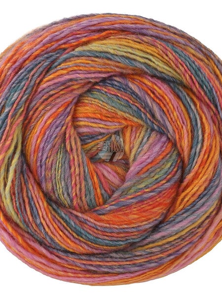 Lana Grossa Gomitolo Disegno -523 paars/pistache/felroze/roodoranje/oranje/petrol/jeans blauw