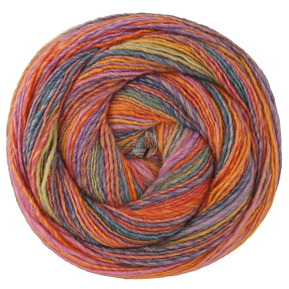 Lana Grossa Gomitolo Disegno -523 paars/pistache/felroze/roodoranje/oranje/petrol/jeans blauw