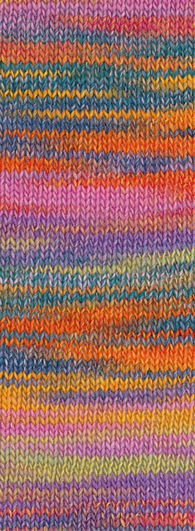 Lana Grossa Gomitolo Disegno -523 paars/pistache/felroze/roodoranje/oranje/petrol/jeans blauw