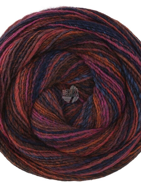 Lana Grossa Gomitolo Disegno -526 noga/marine/nacht blauw/cyclaam/oranje/grijs bruin/donker bruin