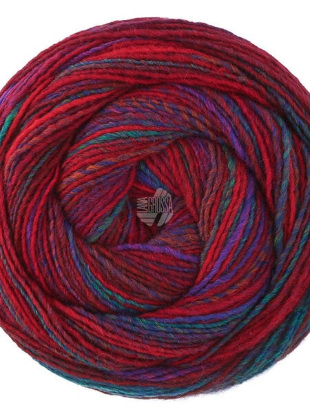Lana Grossa Gomitolo Disegno -527 rood/wijnrood/violet/petrol/bruinrood