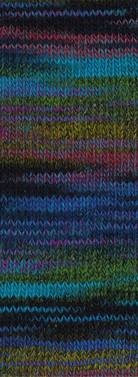 Lana Grossa Gomitolo Disegno -528 turkoois/licht olijf/donker olijf/blauw/nacht blauw/donker rood