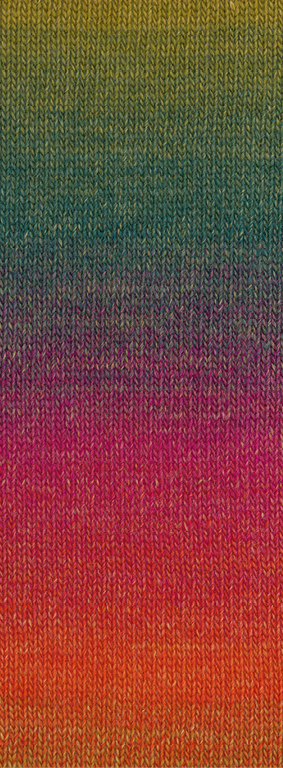 Lana Grossa Gomitolo Versione -464 donker olijf/donker groen/grijs violet/foksia/rood