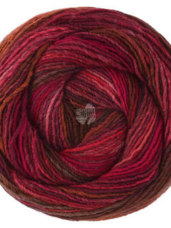 Lana Grossa Gomitolo Intenso -239 donker bruin/wijnrood/licht rood/bourgondisch/chocoladebruin