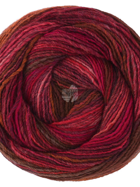 Lana Grossa Gomitolo Intenso -239 donker bruin/wijnrood/licht rood/bourgondisch/chocoladebruin