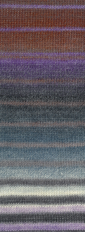 Lana Grossa Gomitolo Gala -4041 paars/kastanje/violet/donker grijs/grijs bruin/licht grijs/ruwe witte