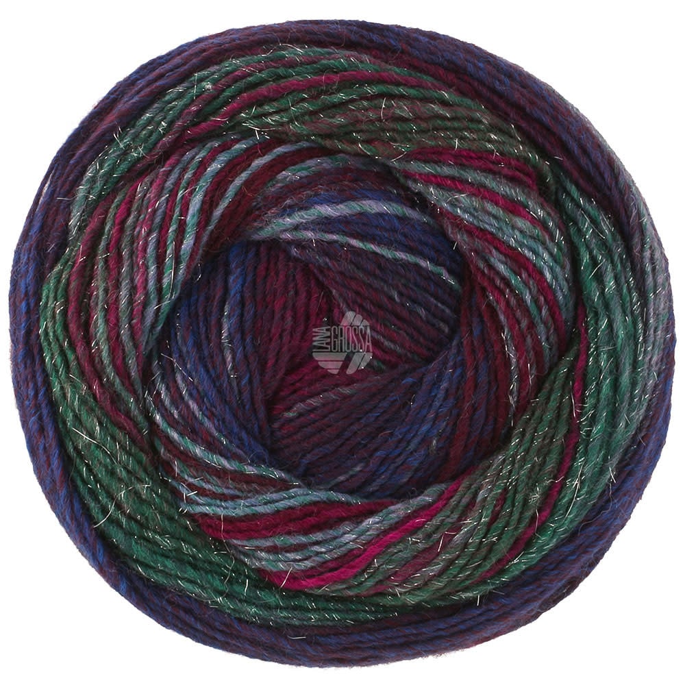 Lana Grossa Gomitolo Gala -4042 nacht blauw/antraciet/bourgondisch/bordeaux/donker grijs/grijs blauw