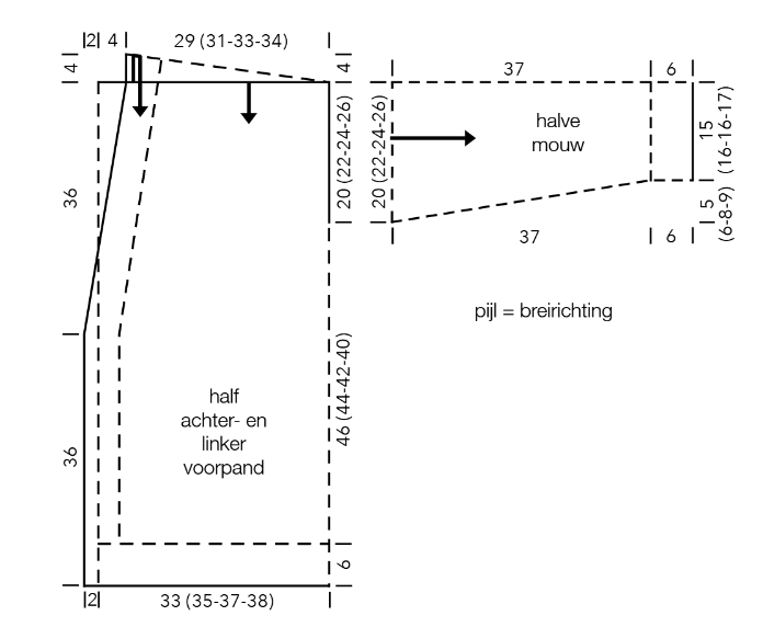 Vest met ruit top-down gebreid -Gomitolo Disegno