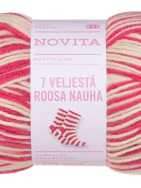 Novita 7 Veljestä Roosa Nauha 150g -8661 roze lint rechte streep