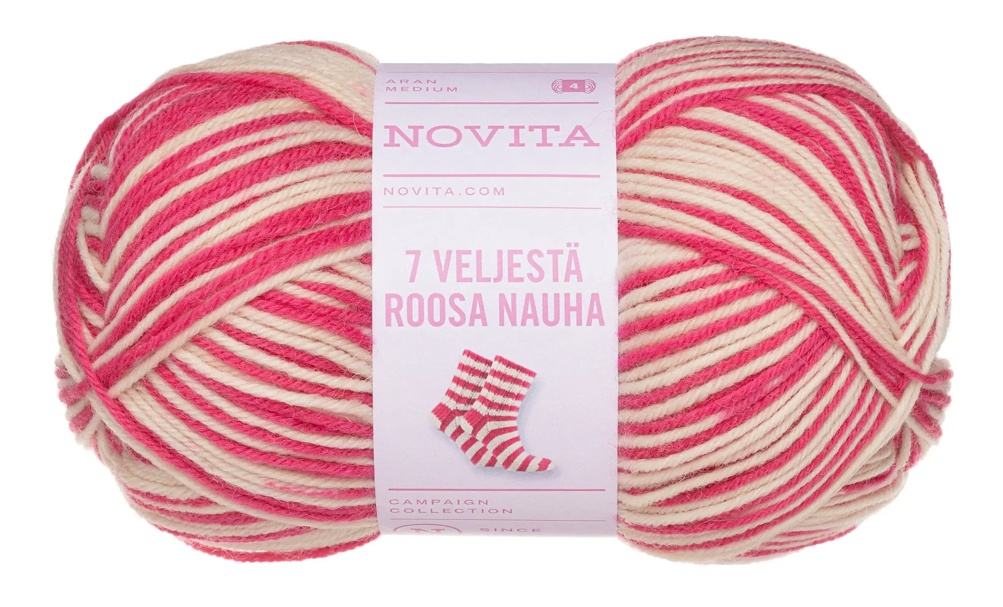 Novita 7 Veljestä Roosa Nauha 150g -8661 roze lint rechte streep
