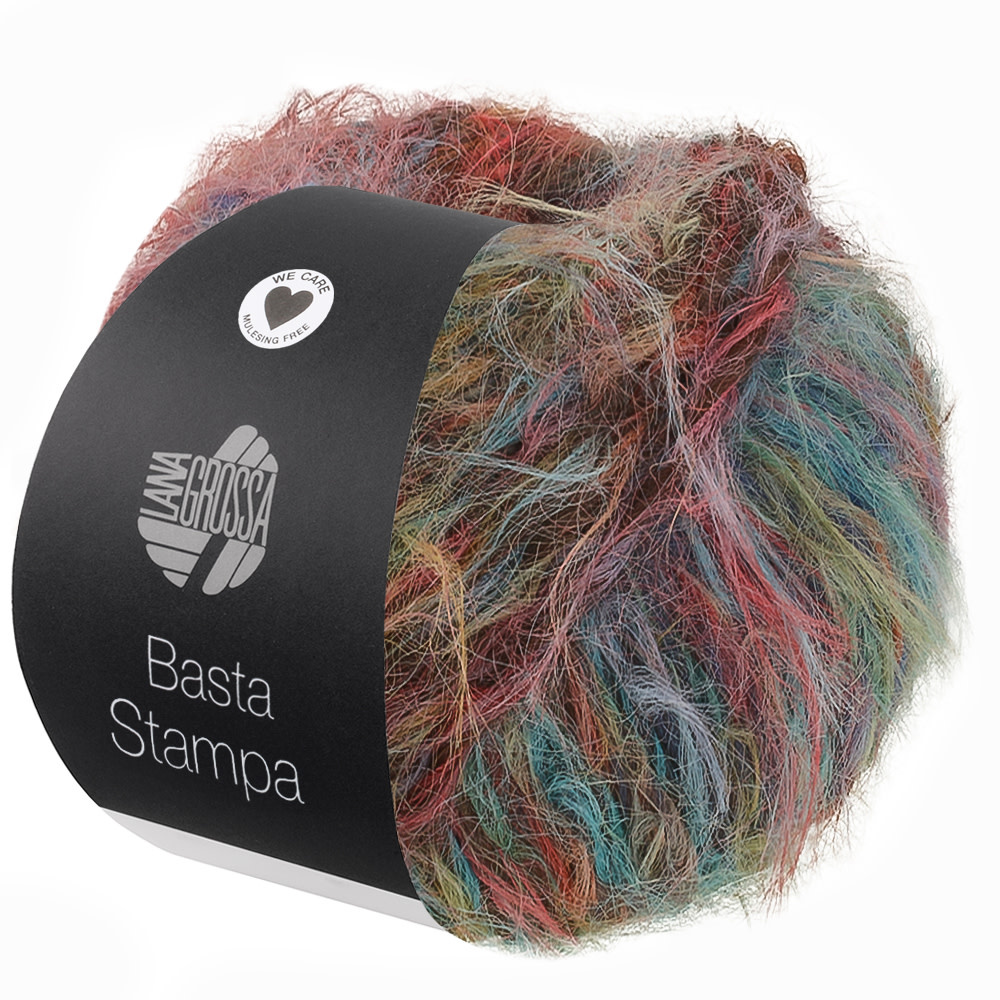 Lana Grossa Basta Stampa -204 geel/rose/rood/mintturkoois/blauw