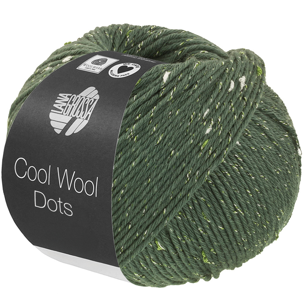 Lana Grossa Cool Wool Dots -08 grijsgroen