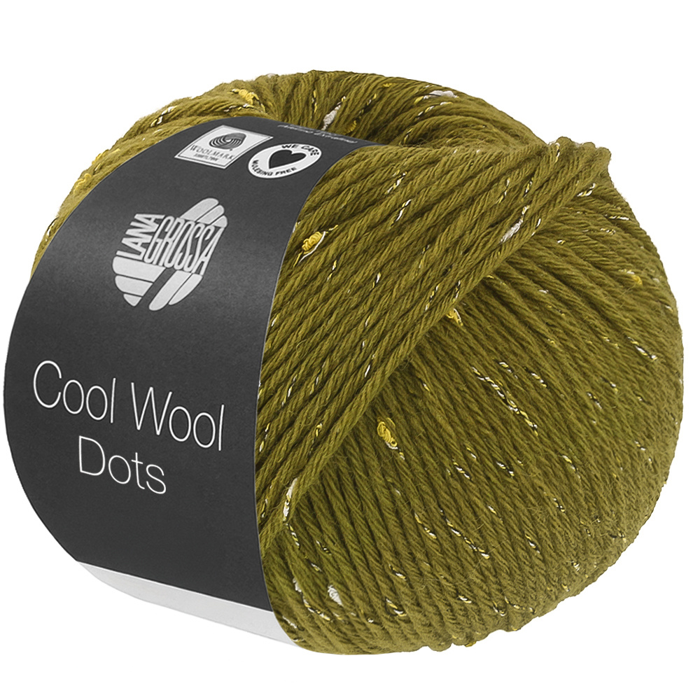 Lana Grossa Cool Wool Dots -07 olijfgroen