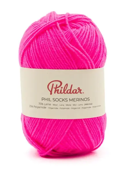 Phildar Phil Socks Merinos -1274 rose fluo