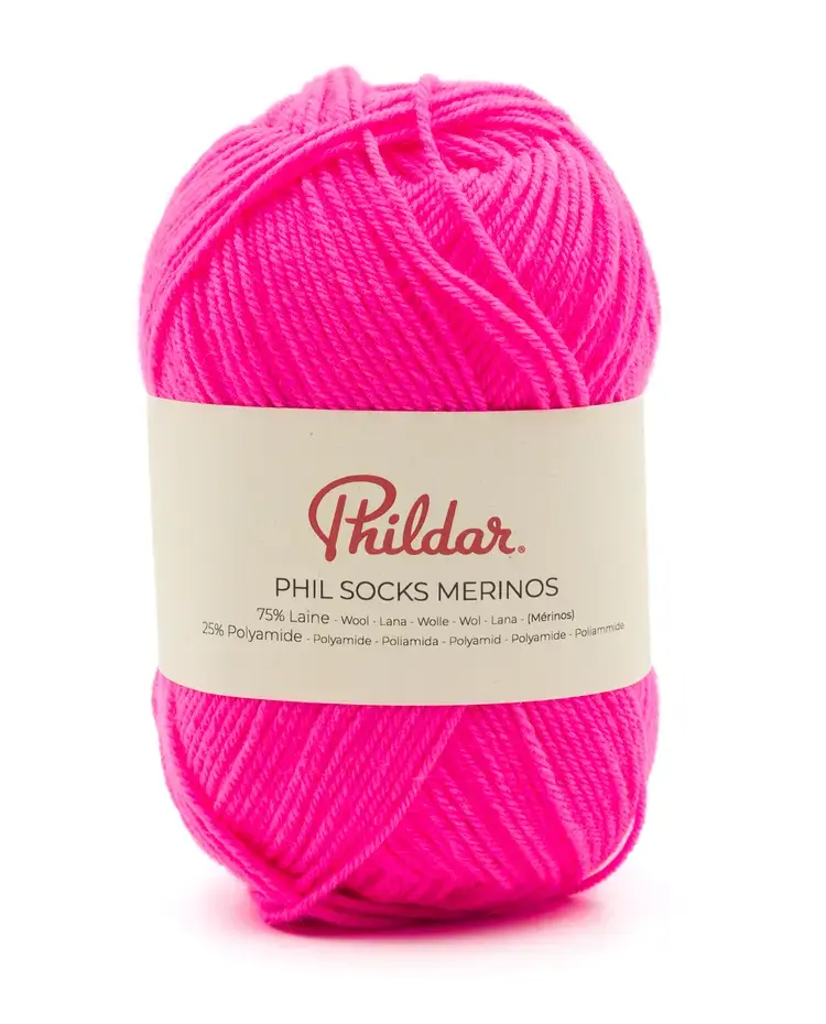 Phildar Phil Socks Merinos -1274 rose fluo