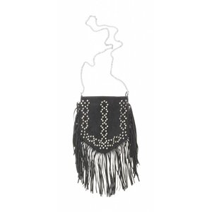 IBIZA STUDDED FRINGE BLACK