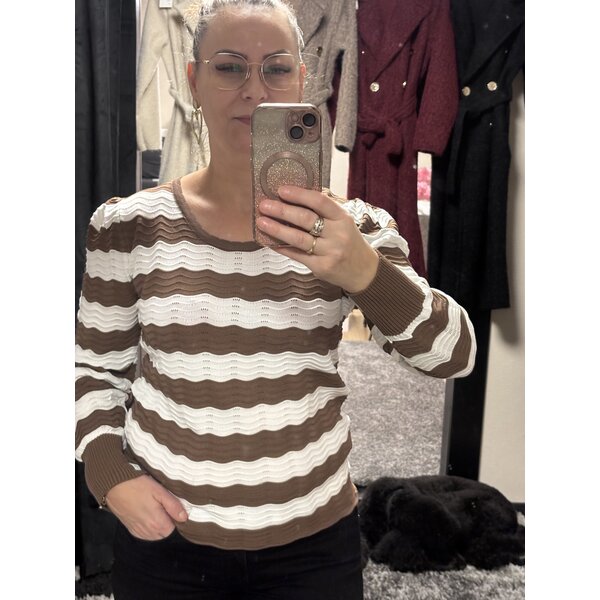 Trui bruin/wit