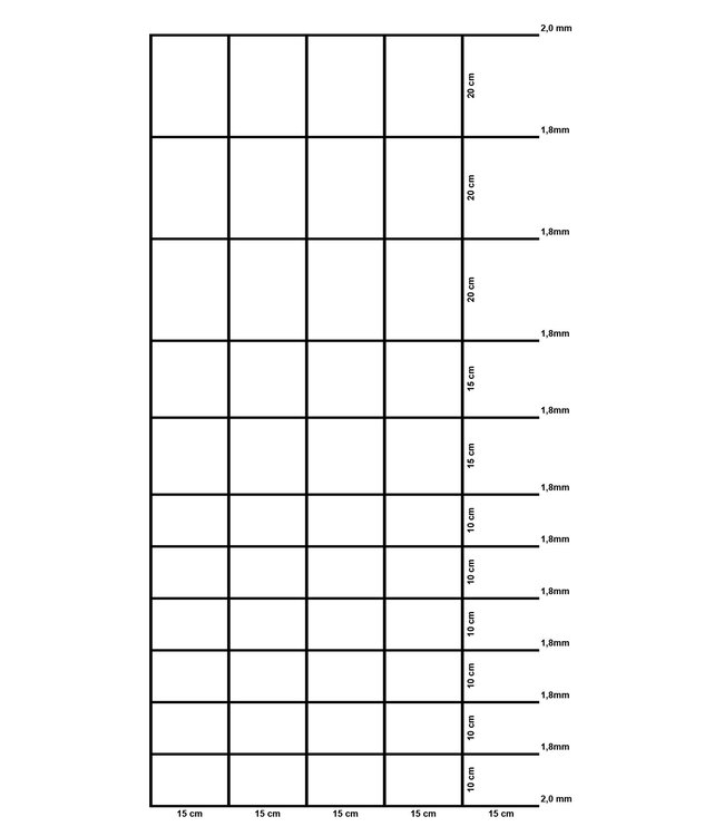 Garmix Rete per pecore leggera 2,00 mm / 1,80 mm 150 cm-12-15 cm 50 m Zincata