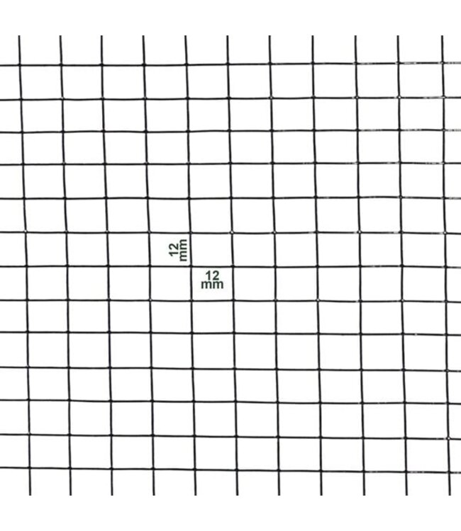 Garmix Garza per voliere 12x12mm 1,00mm 100cm x 25m Acciaio inossidabile rivestito in Nero