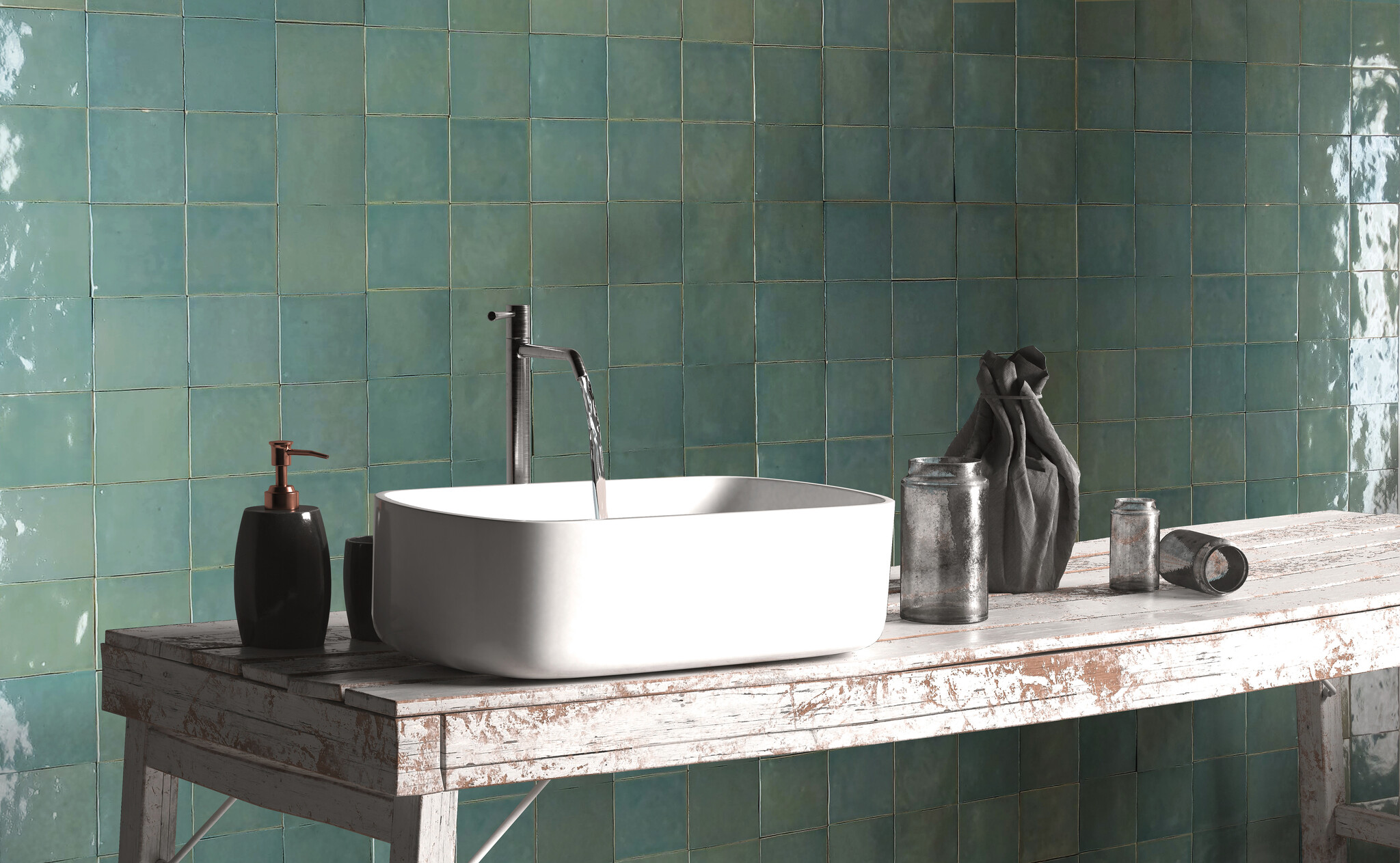 CeraVision Manara Clay Tamir Turquesa Glans Handvorm 10x10