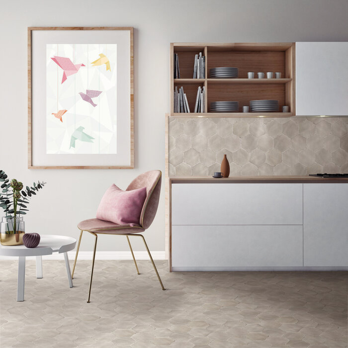 CeraVision Capri Tiberio Taupe Zijdeglans Hexagon 14x16